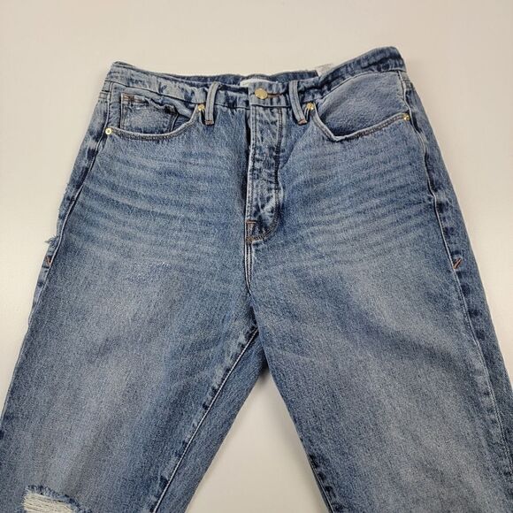 Good American Good Boy High Waisted Blue Denim Light Wash Jeans Sz 8/29 GBSS79RT - Picture 2 of 11